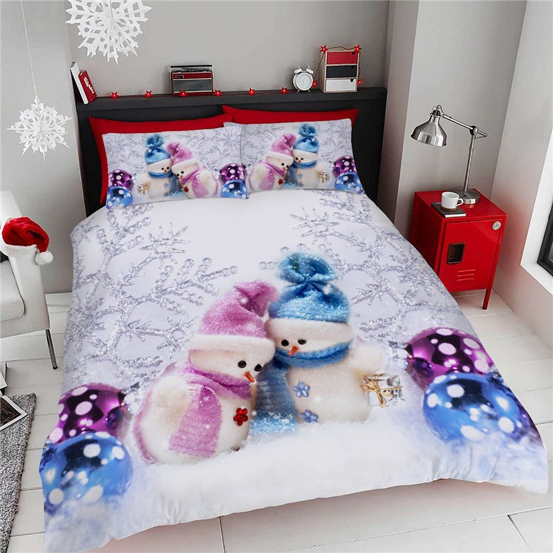 3D Christmas Bedding 3 PCS Comforter Set Snowman and Red High Heels Ultra-soft Microfiber No-fading Polyester 1 Comforter 2 Pillowcases - Image 6