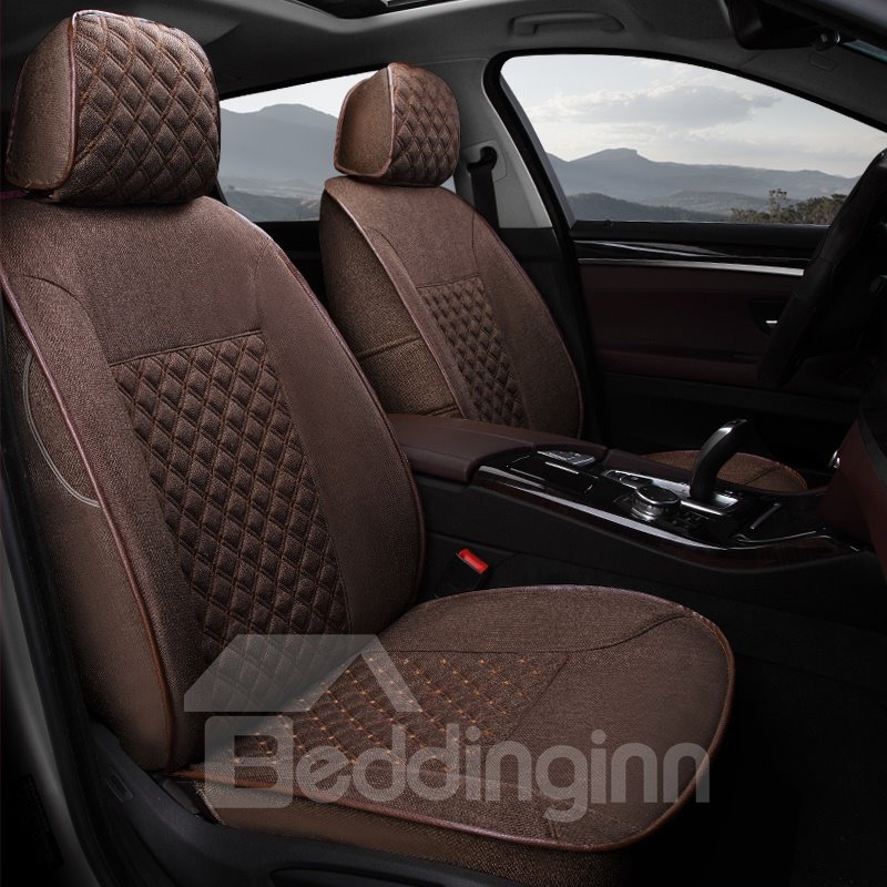 Casual Series Pure Color Soft And Comfy Diamond Grids Custom Fit Car Seat Covers - Image 2