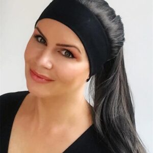 Headbang Wig Natural Straight Synthetic 26 Inches 130% Wigs With Bang For Black Women