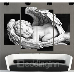 Naked Sleeping Child in Angels Hanging 4-Piece Lovely Canvas Non-framed Wall Prints