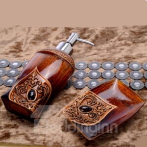 Lotion Bottle and Soapbox 2-Piece Resin Durable Bathroom Ensemble