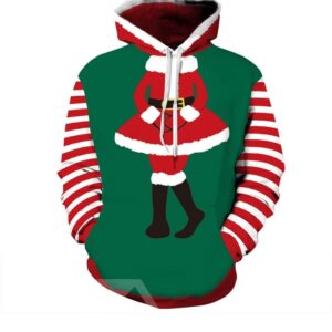 Dress Santa Christmas Long Sleeve 3D Pattern Hoodie