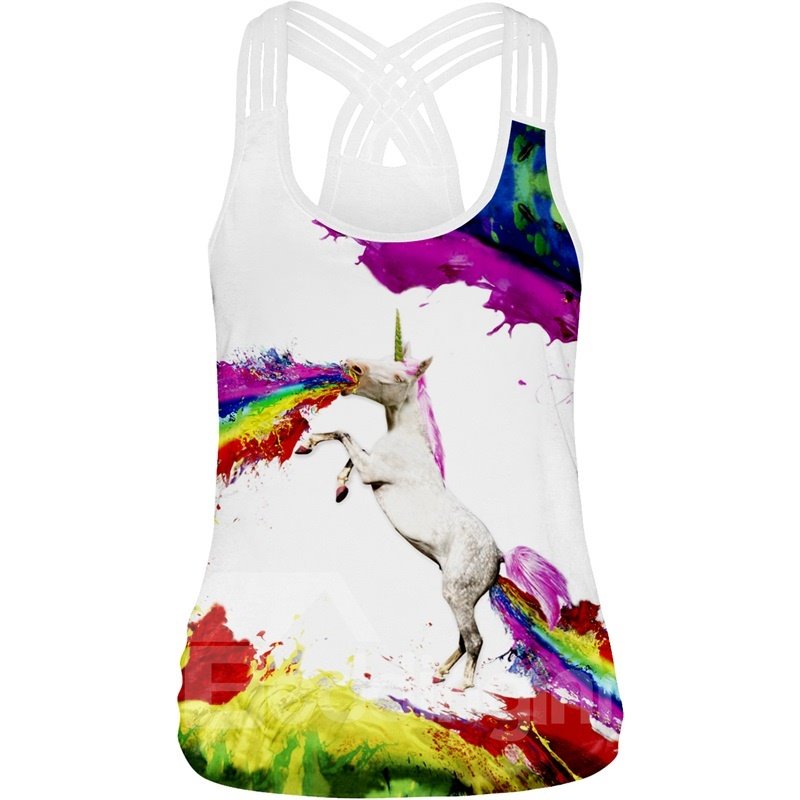 Dream Painting Unicorn 3D Printing Fashion Sleeveless Vest Tank Top - Image 3