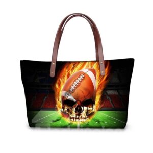 Football Skull Fire Waterproof 3D Printed Shoulder Handbag