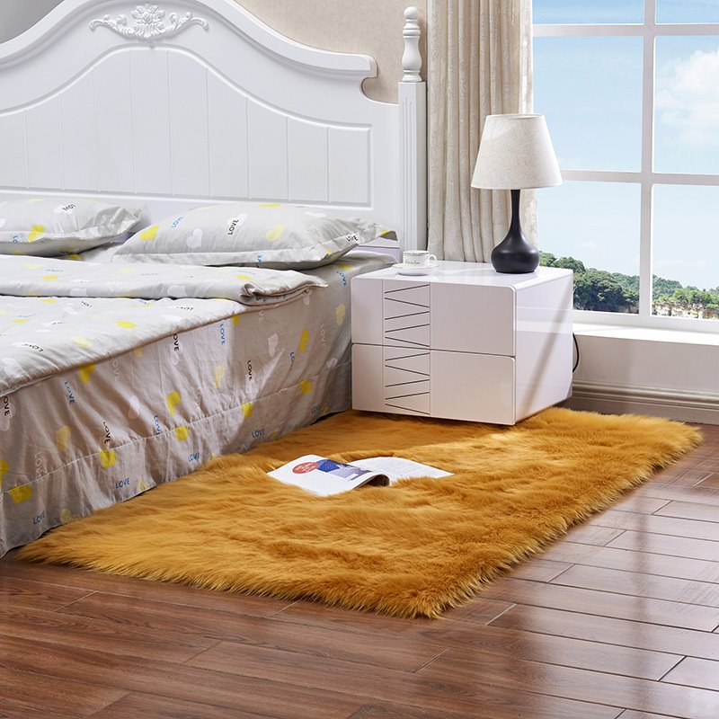 Soft Shaggy Faux Fur Sheepskin Rugs Non Slip Bedroom Mats Fluffy Soft Home Bedroom Rug - Image 7
