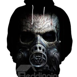 Pullover Unisex Halloween Long Sleeve Kangaroo Pocket 3D Painted Hoodie