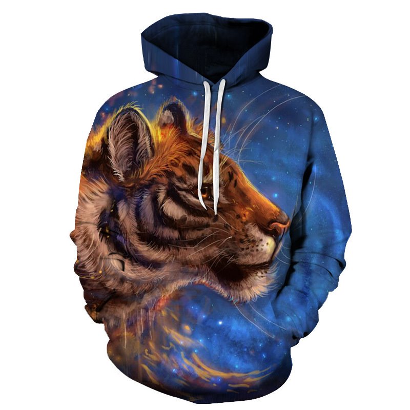 Men's Fashion Novelty Animal 3D Printed Hoodies Sweatshirts Integrated Printing Without Ever Fading Cracking Peeling or Flaking Smooth Milk Silk Touch