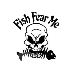 Cartoon Style The Horrific Skull Bit The Fish Bone Go Fishing Car Sticker