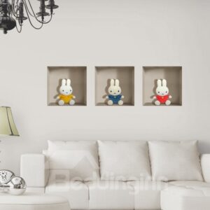 Amazing Lovely Cute Rabbit Patterns 3D Wall Stickers