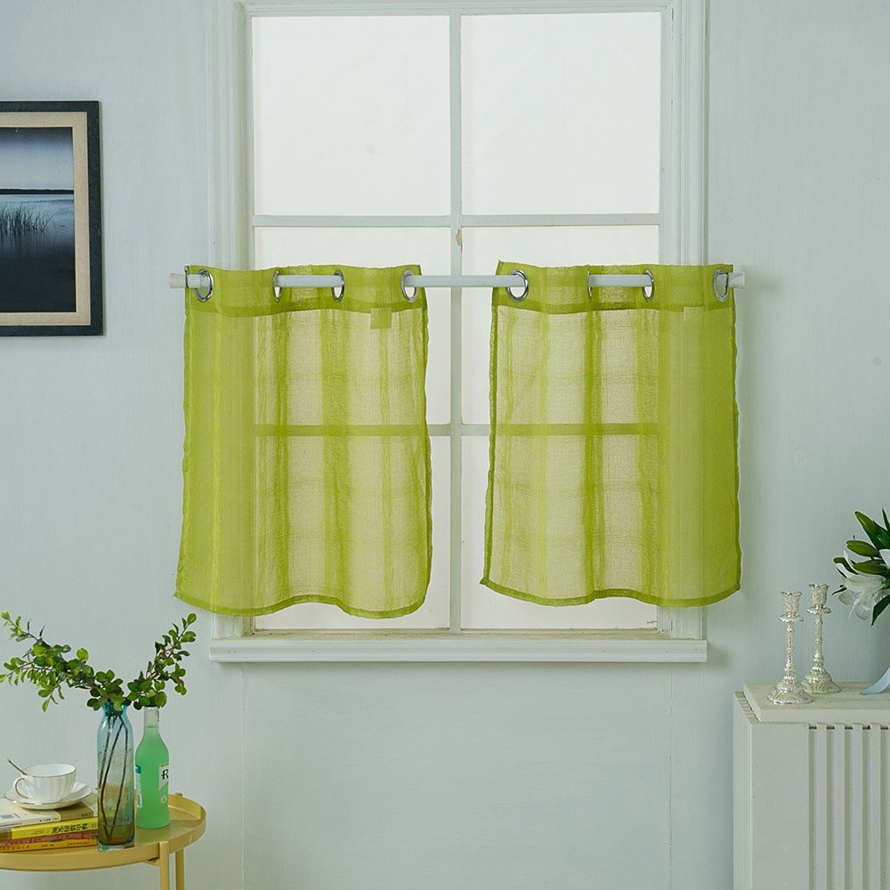 Modern Solid Color Polyester Window Valance 1Pc Sheer Voile Short Curtain for Kitchens Bathrooms Basements & More - Image 5