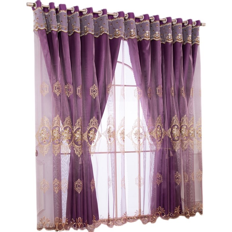 Floral Embroidery Blackout Curtain Sets Sheer and Lining Curtains Full Shading Double Curtains for Living Room Bedroom Decoration Ultraviolet-Proof - Image 14