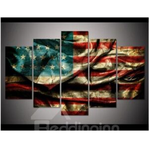 American National Flag Hanging 5-Piece Canvas Eco-friendly and Waterproof Non-framed Prints