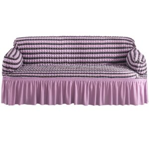 1/2/3/4 Seater Stripe Slipcover Sofa Cover with Skirt Easy Fitted Sofa Couch Cover Universal High Stretch Durable Furniture Protector