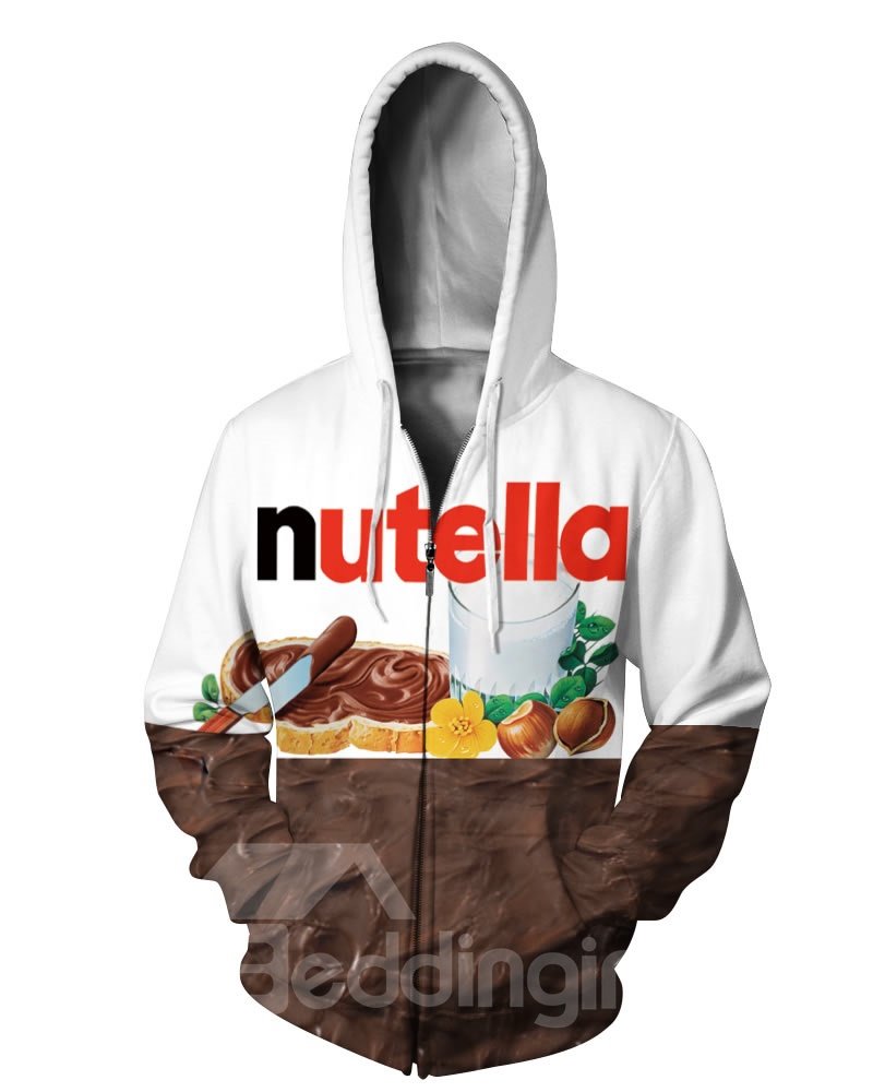 3D Nutella Pattern Men Sweater Zipper Long Sleeve Cool Hoodies - Image 6