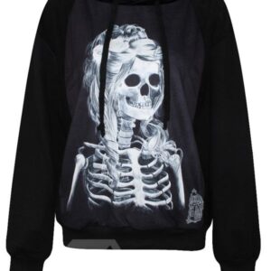 Pretty Long Sleeve Skull Girl Pattern 3D Painted Hoodie
