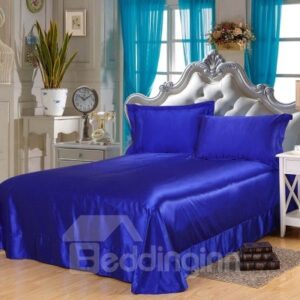 Solid Color Cool and Smooth Luxurious Style Silky Flat Sheet