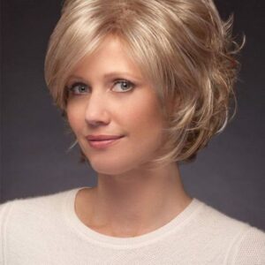 Human Hair Wavy Lace Front Cap 10 Inches 130% Wigs Heat Resistant Natural Looking Daily Party Wigs Cosplay Wigs with Natural Bangs with Free Wig Cap