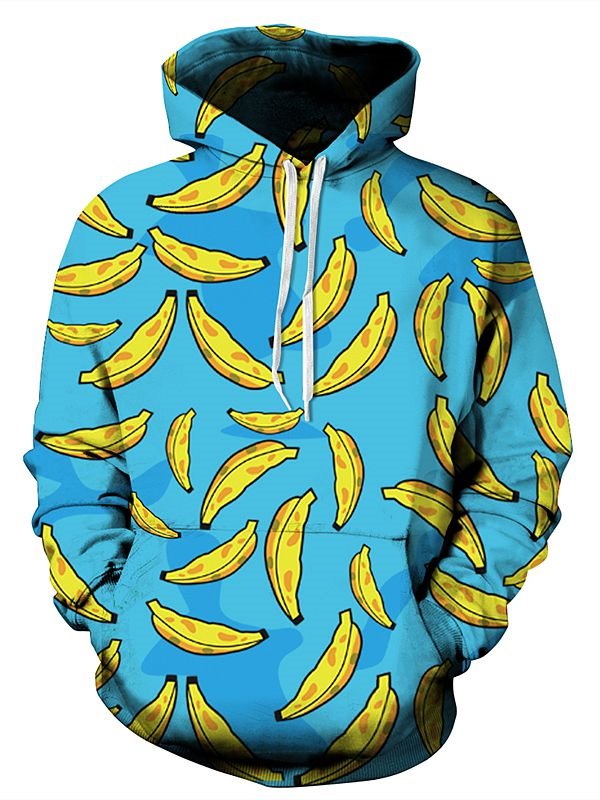 Lovely 3D Banana Graphic Novelty Hoodies Fruit Themed Long Sleeve Hooded Sweatshirt Pullover Sweater for Adults Women Men - Image 6