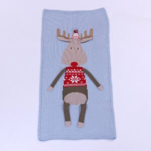 Christmas Deer Blanket Knitted Blanket Holiday Gift Decorative Blanket Home Sofa Stereoscopic Ear