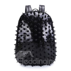 Personalized 3D Hedgehog PU Leather Casual Laptop Backpack School Bag