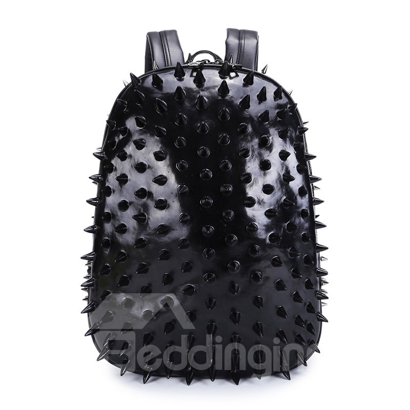 Personalized 3D Hedgehog PU Leather Casual Laptop Backpack School Bag