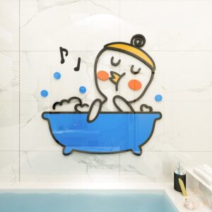 Duck Environmental and Waterproof Cartoon 3D Wall Stickers  Wall Decorations Music Notes Bathroom