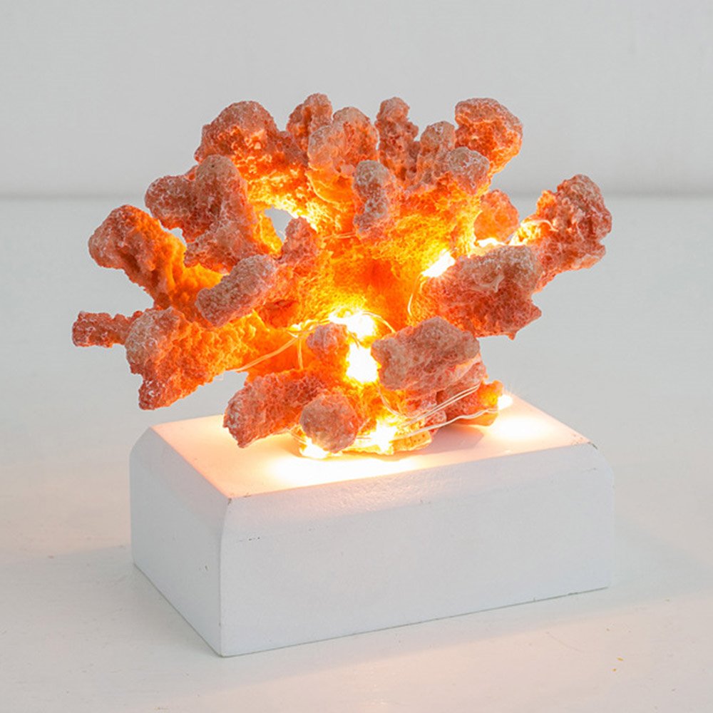 Coral Cauliflower Statue Light Centerpiece Tabletop Decor Collection Nautical Coastal Beach Ocean Accent Decor White Coral Sculpture for Baby and Kids Gift - Image 3