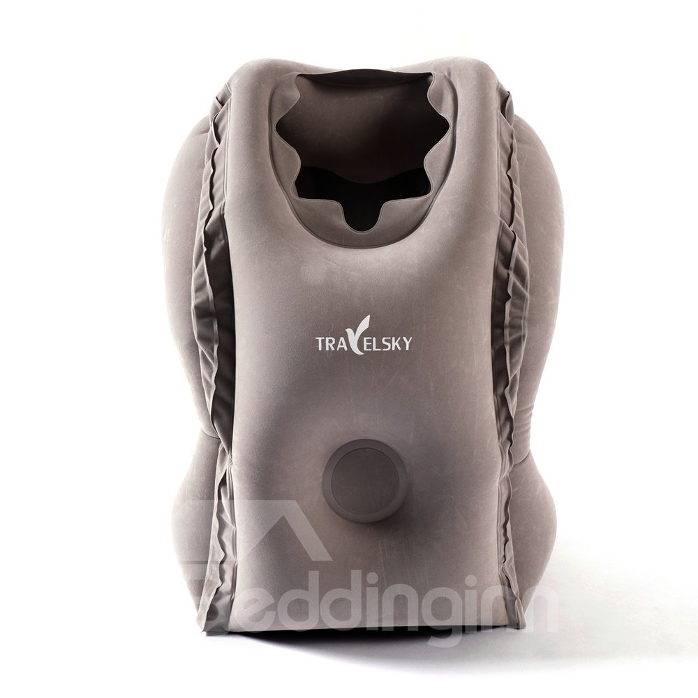 PVC Flocking Inflatable Wedge Neck Travel Pillow - Image 2