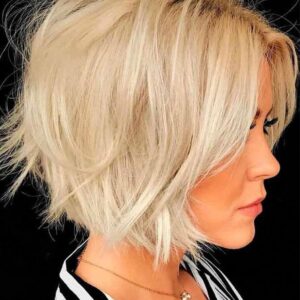 Short Bob Layered Hairstyles Women's 613 Blonde Straight Synthetic Hair Capless Wigs 10 Inch