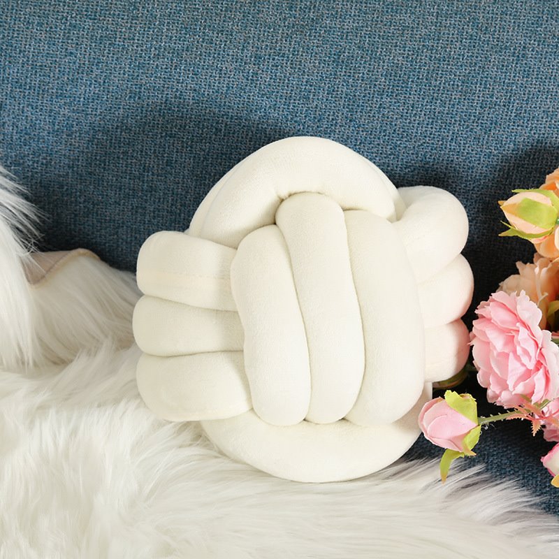 Creative Pillow Hand-woven Round Ball Pillow Home Decoration Plush Knotted Ball Pillow