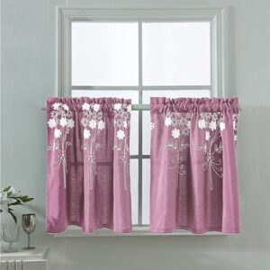 European Embroidered Floral Window Valance Short Polyester Valance for Kitchens Bathrooms Basements & More