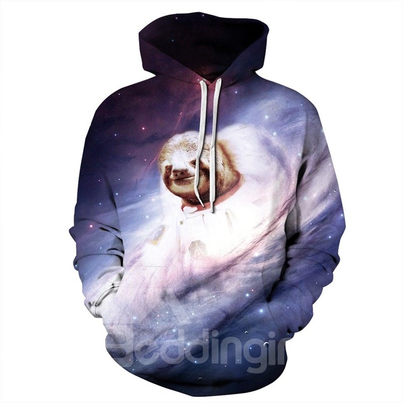 Long Sleeve Galaxy Sloth Fantasy Pattern 3D Painted Hoodie - Image 3