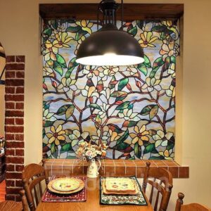 European Floral Drawing No-glue Window Film Static Sticker