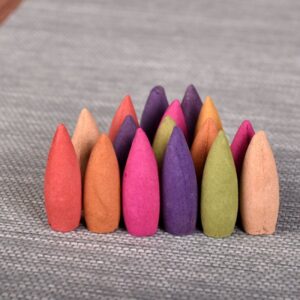 60 PCS Backflow Incense Cones Green Tea Incense Osmanthus Jasmine Incense Lavender Rose Sandalwood Mixed Natural Incense Cone, Backflow Incense Burners Special (Incense Cones)