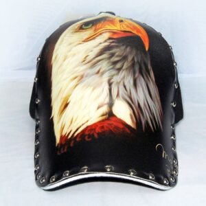 3D Eagle Printed Baseball Cap Punk Rock Rivet Hip Hop Hat Adjustable Snapback Breathable Trucker Hat