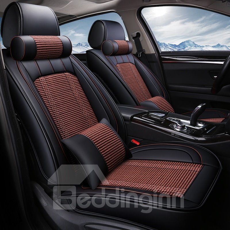 Simple Style Color Block Ice Silk Universal Car Seat Cover - Image 5