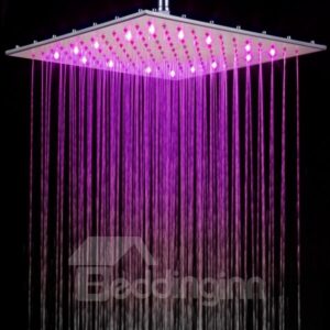Luxury 16 Inches New Arrival LED Rainfall Shower Head Faucet Changing Colors by Temperature