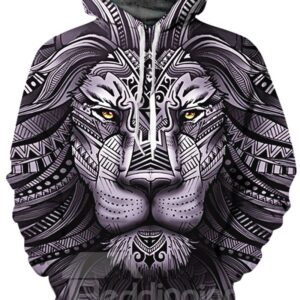 Lion Totem Realistic Unisex Pullover Workout 3D Painted Hoodie