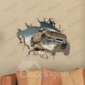 Stunning Creative 3D Broken Hole Car Pattern Wall Sticker