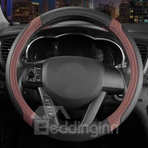 Classic Black Coffee Contrast Colors Matching Pattern Smooth Wearable Medium Steering Wheel Cover Suitable for Most Round Steering Wheels