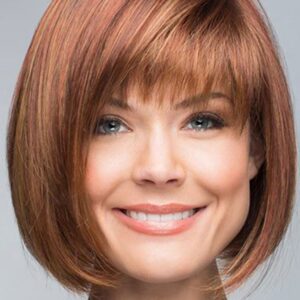 Short Bob Hairstyle With Bangs Women's Straight Synthetic Hair Capless Wigs 10Inch