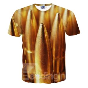 Shining Round Neck Bullet Pattern 3D Painted T-Shirt