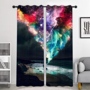 Creative 3D Printed Curtains Starry Sky Lightning Custom 2 Panels Drapes for Living Room Bedroom Decoration No Pilling No Fading No off-lining Polyester