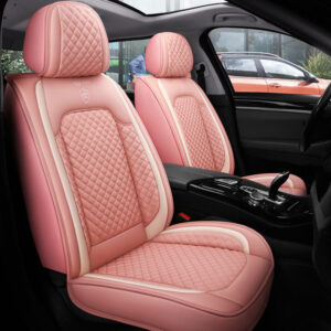 Universal Fit Car Seat Cover for 5-Seater Sedan SUV Diamond Pattern Faux Leather Vehicle Cushion Cover Full Set