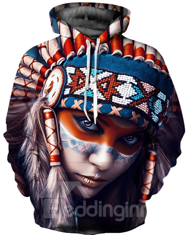 Workout Loose Model Kangaroo Pocket Unisex Pullover 3D Painted Hoodie - Image 5