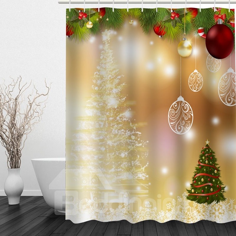 Wonderful Bathroom Christmas Decor Waterproof 3D Shower Curtain - Image 3
