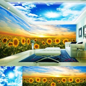 Yellow Sunflowers and Blue Sky 3D Waterproof Ceiling/Wall Murals