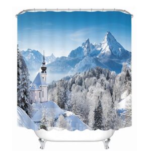 Wonderful Horse in Snow Mountain 3D Printed Bathroom Waterproof Shower Curtain