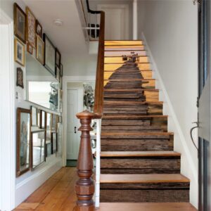 Wooden Path and Sunset 13-Piece PVC 3D Waterproof Stair Murals