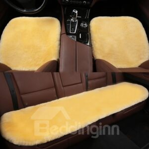 Winter Short Plush Wool Car Cushion Small Square Seat Cushion Three-Piece Set No Back Cushion Do Not Fade Do Not Lose Hair Soft Comfortable And Warm
